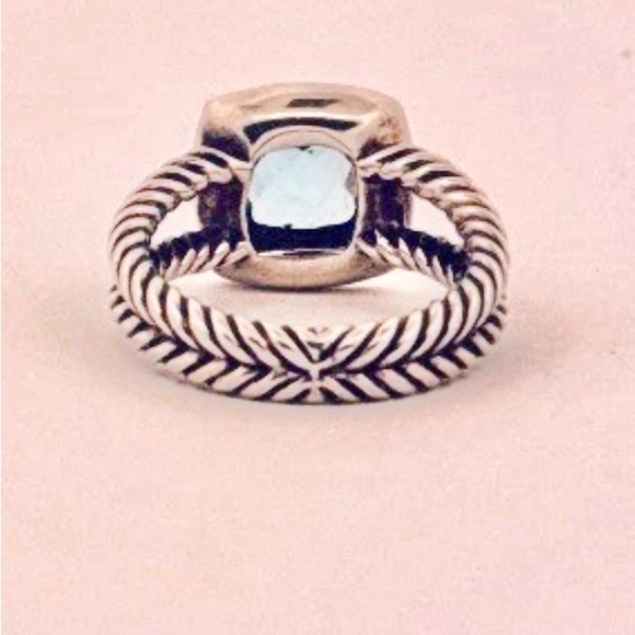 David Yurman Blue Topaz Ring Sterling Silver 925 Cable Estate Size 5 Designer - Picture 3 of 8